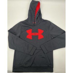 Under Armour UA Hoodie Sweatshirt Pullover Loose Fit Men Small Black Red S